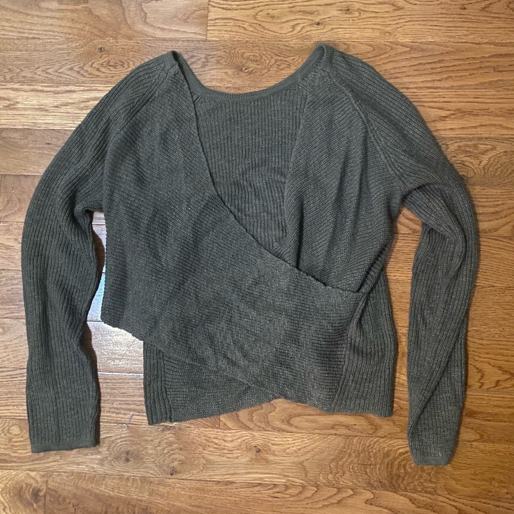 AERIE Deep Olive Sweater with cross-back detail